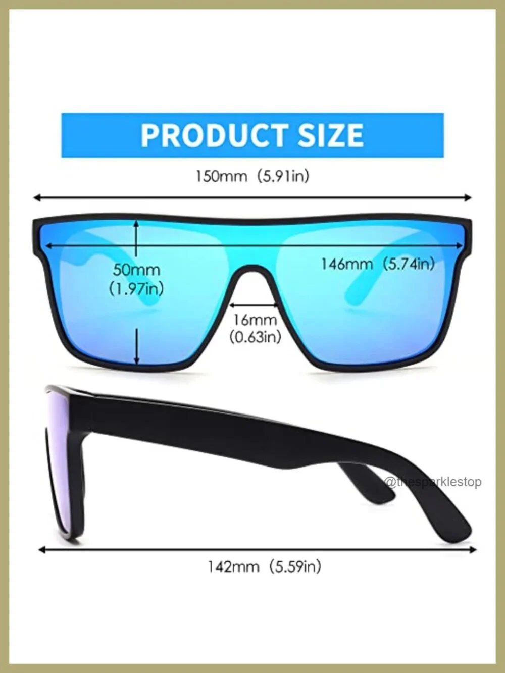 Oversized Square Polarized Shield Sunglasses UV400 Lightweight One Piece Lens